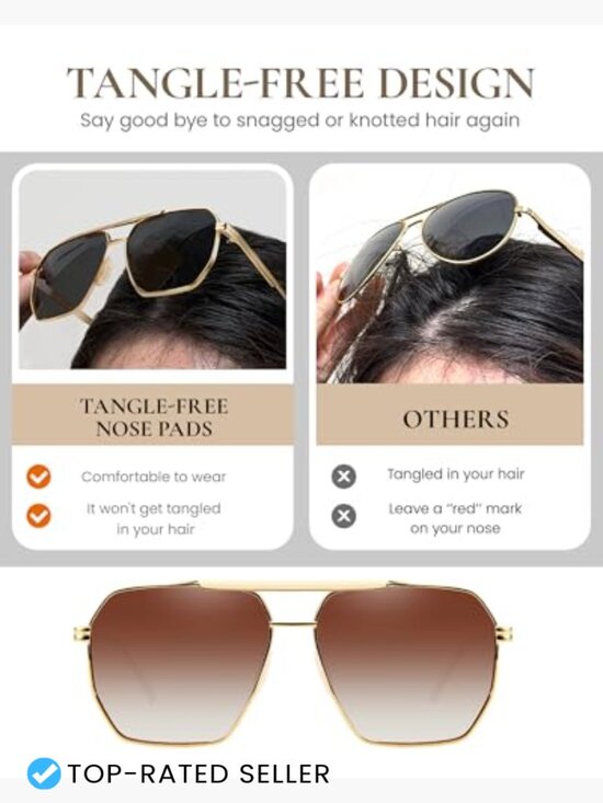Oversized Aviator Sunglasses Square Polarized UV400 Trendy Unisex Glasses main image 4